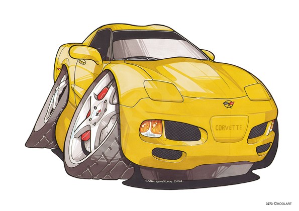 Chevrolet Corvette C5 Yellow - Kartoons.