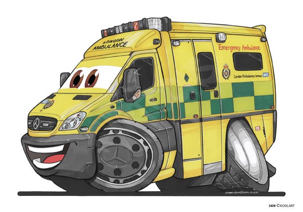 Ambulance Cartoon Face Yellow - Kartoons